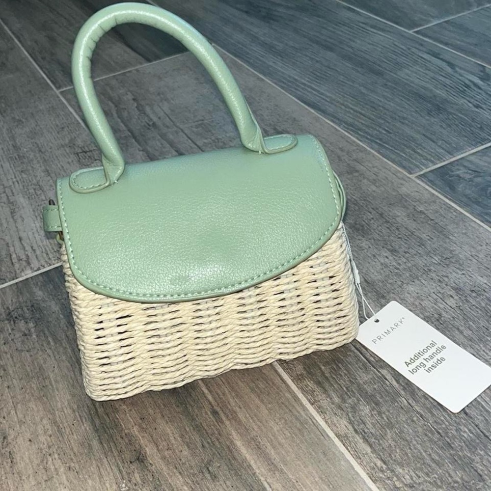 Primark Mint Green and Cream Woven Handbag